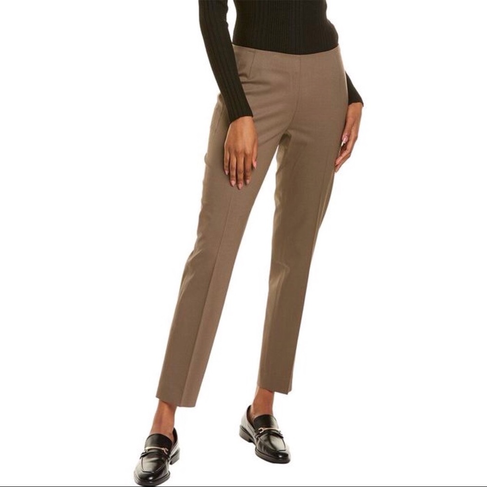 Lafayette 148 Stanton Brown Creased Cropped Pants Office Slacks Career Business